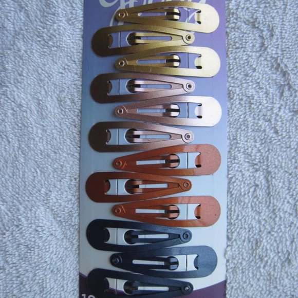 12 Goody Medium Painted Metal Snap Hair Clips Contour Sparkly Gold Pink Blue - Picture 3 of 7